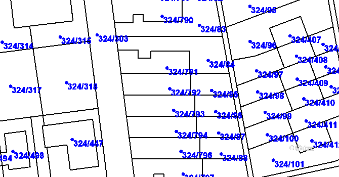 Parcela st. 324/792 v KÚ Levín u Berouna, Katastrální mapa