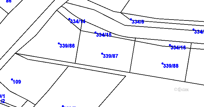 Parcela st. 339/87 v KÚ Levín u Berouna, Katastrální mapa