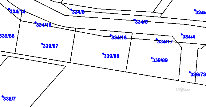 Parcela st. 339/88 v KÚ Levín u Berouna, Katastrální mapa