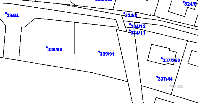 Parcela st. 339/91 v KÚ Levín u Berouna, Katastrální mapa