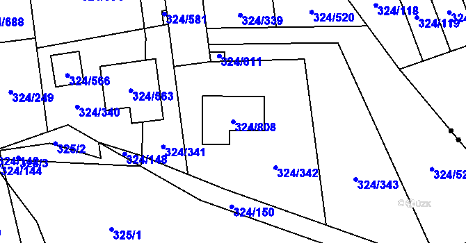 Parcela st. 324/808 v KÚ Levín u Berouna, Katastrální mapa