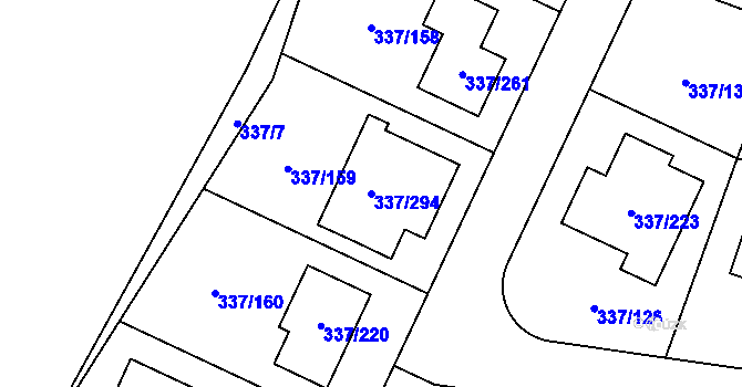 Parcela st. 337/294 v KÚ Levín u Berouna, Katastrální mapa