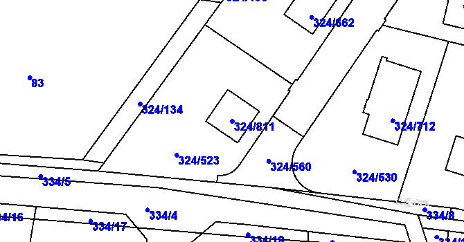 Parcela st. 324/811 v KÚ Levín u Berouna, Katastrální mapa