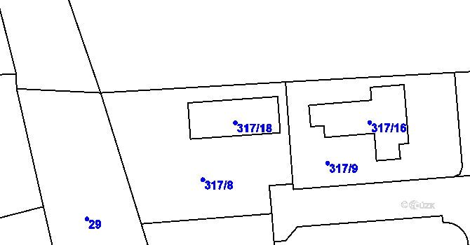Parcela st. 317/18 v KÚ Levín u Berouna, Katastrální mapa