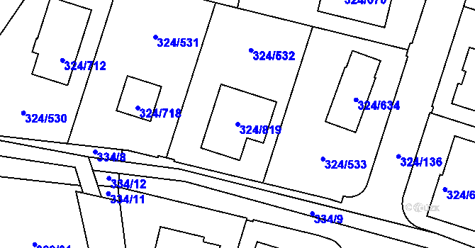 Parcela st. 324/819 v KÚ Levín u Berouna, Katastrální mapa