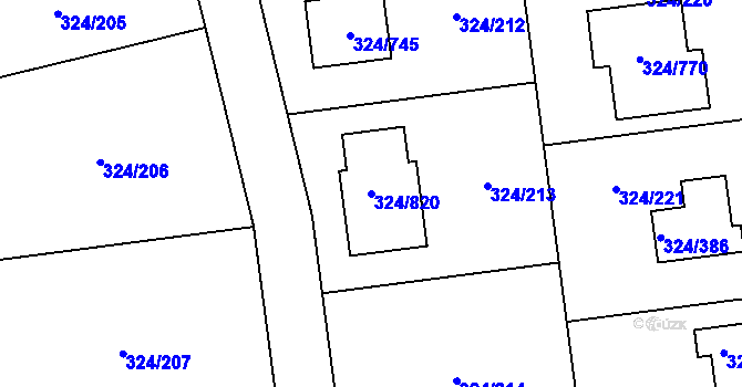 Parcela st. 324/820 v KÚ Levín u Berouna, Katastrální mapa