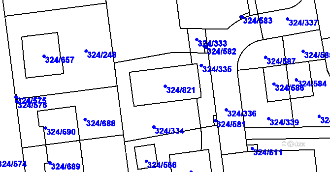 Parcela st. 324/821 v KÚ Levín u Berouna, Katastrální mapa