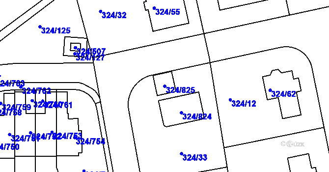 Parcela st. 324/825 v KÚ Levín u Berouna, Katastrální mapa