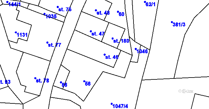 Parcela st. 46 v KÚ Levín u Litoměřic, Katastrální mapa