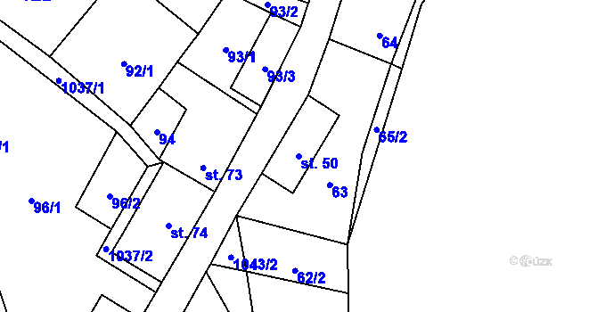 Parcela st. 50 v KÚ Levín u Litoměřic, Katastrální mapa