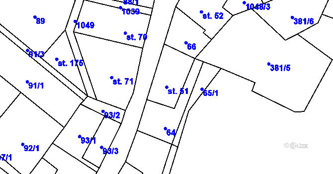 Parcela st. 51 v KÚ Levín u Litoměřic, Katastrální mapa