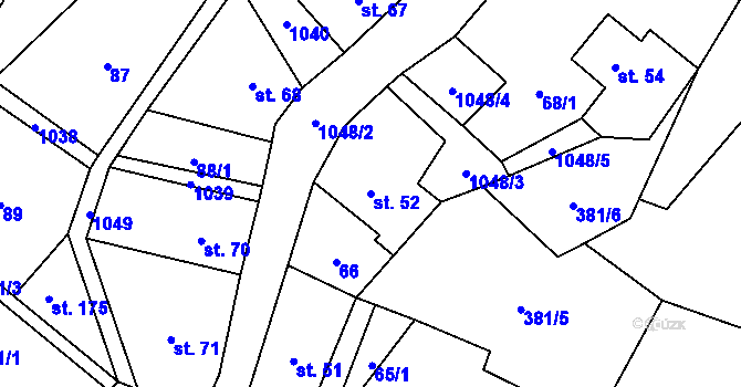 Parcela st. 52 v KÚ Levín u Litoměřic, Katastrální mapa