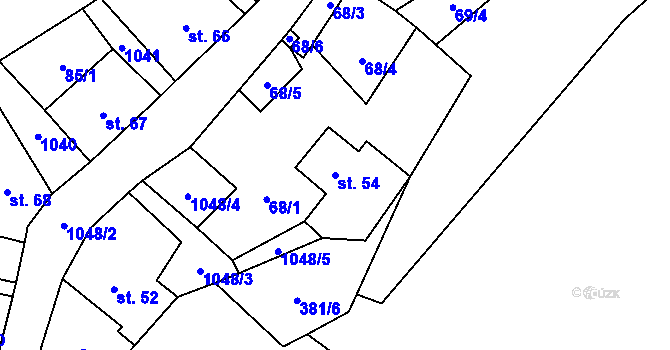 Parcela st. 54 v KÚ Levín u Litoměřic, Katastrální mapa