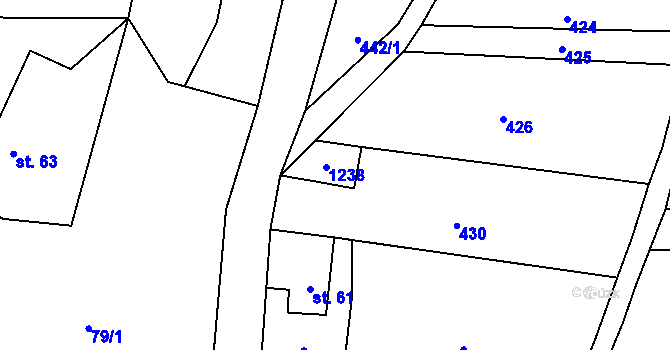 Parcela st. 62 v KÚ Levín u Litoměřic, Katastrální mapa