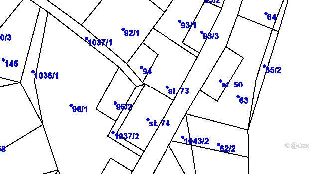 Parcela st. 73 v KÚ Levín u Litoměřic, Katastrální mapa