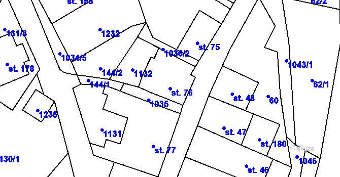 Parcela st. 76 v KÚ Levín u Litoměřic, Katastrální mapa