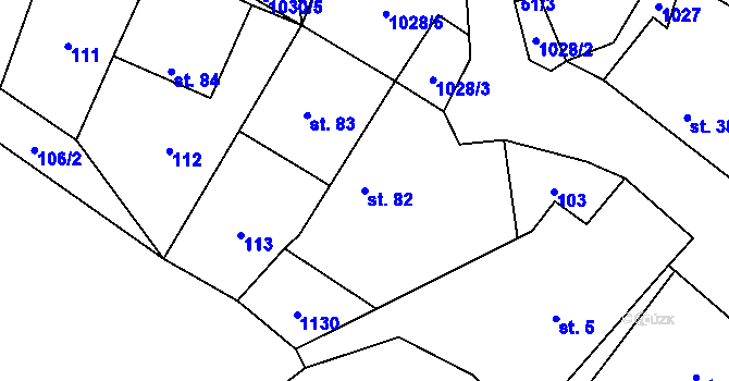 Parcela st. 82 v KÚ Levín u Litoměřic, Katastrální mapa