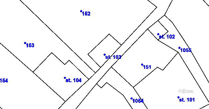 Parcela st. 103 v KÚ Levín u Litoměřic, Katastrální mapa