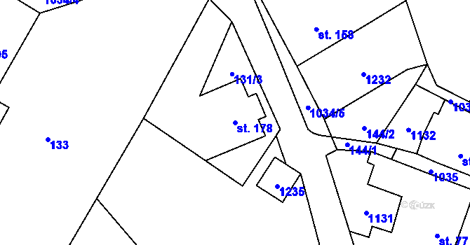 Parcela st. 178 v KÚ Levín u Litoměřic, Katastrální mapa