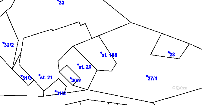 Parcela st. 188 v KÚ Levín u Litoměřic, Katastrální mapa