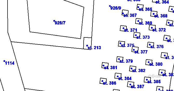 Parcela st. 213 v KÚ Levín u Litoměřic, Katastrální mapa