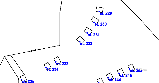 Parcela st. 232 v KÚ Levín u Litoměřic, Katastrální mapa