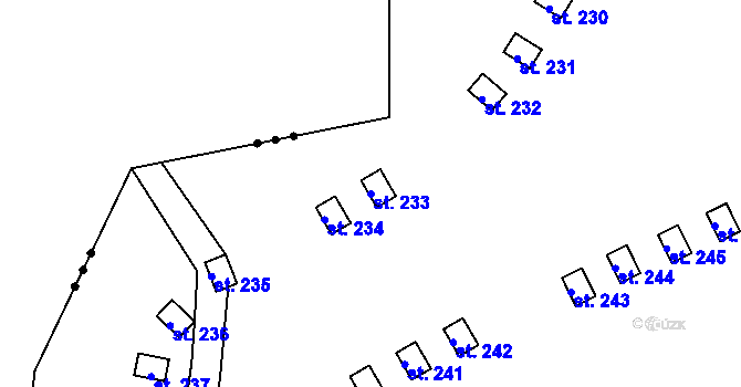 Parcela st. 233 v KÚ Levín u Litoměřic, Katastrální mapa