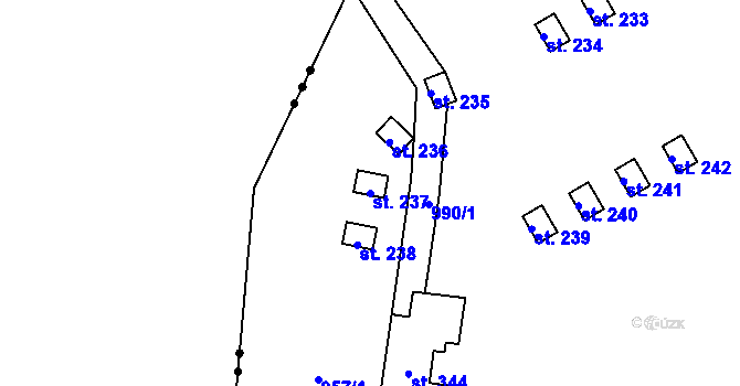 Parcela st. 237 v KÚ Levín u Litoměřic, Katastrální mapa