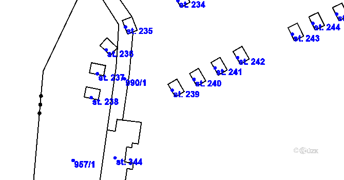 Parcela st. 239 v KÚ Levín u Litoměřic, Katastrální mapa