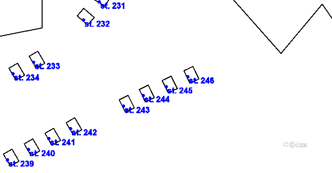 Parcela st. 245 v KÚ Levín u Litoměřic, Katastrální mapa
