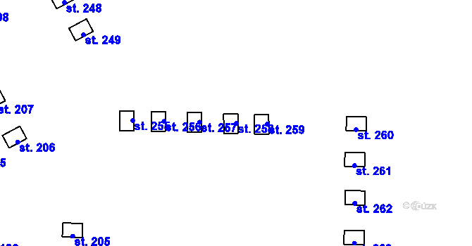 Parcela st. 258 v KÚ Levín u Litoměřic, Katastrální mapa