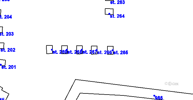 Parcela st. 266 v KÚ Levín u Litoměřic, Katastrální mapa