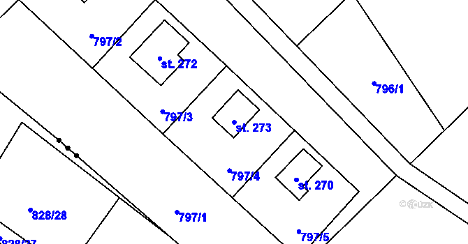 Parcela st. 273 v KÚ Levín u Litoměřic, Katastrální mapa