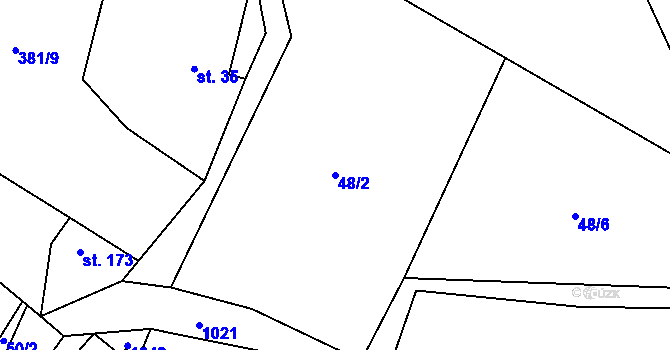 Parcela st. 48/2 v KÚ Levín u Litoměřic, Katastrální mapa