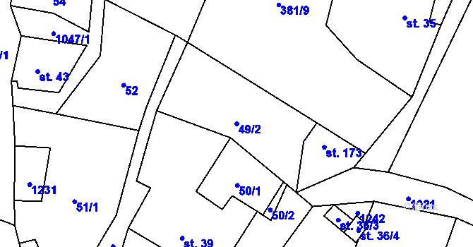 Parcela st. 49/2 v KÚ Levín u Litoměřic, Katastrální mapa