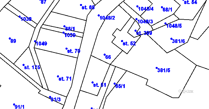 Parcela st. 66 v KÚ Levín u Litoměřic, Katastrální mapa
