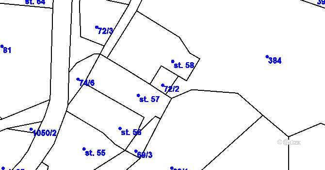 Parcela st. 72/2 v KÚ Levín u Litoměřic, Katastrální mapa
