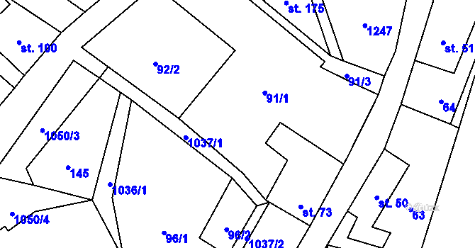 Parcela st. 92/1 v KÚ Levín u Litoměřic, Katastrální mapa