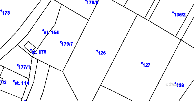 Parcela st. 125 v KÚ Levín u Litoměřic, Katastrální mapa