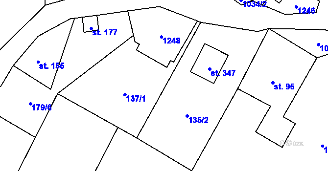 Parcela st. 136 v KÚ Levín u Litoměřic, Katastrální mapa