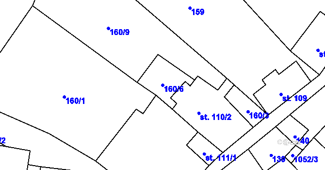 Parcela st. 160/6 v KÚ Levín u Litoměřic, Katastrální mapa
