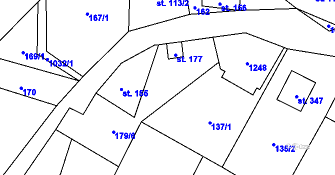 Parcela st. 179/2 v KÚ Levín u Litoměřic, Katastrální mapa