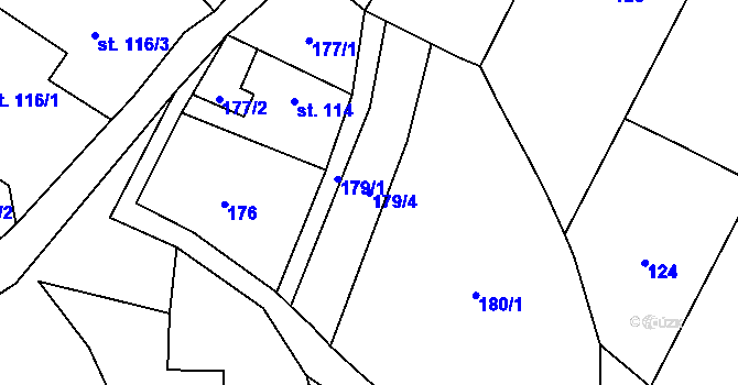 Parcela st. 179/4 v KÚ Levín u Litoměřic, Katastrální mapa