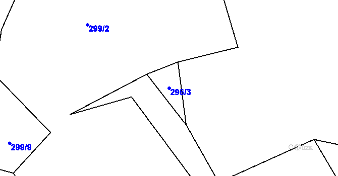Parcela st. 296/3 v KÚ Levín u Litoměřic, Katastrální mapa