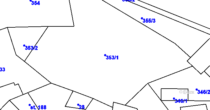 Parcela st. 353/1 v KÚ Levín u Litoměřic, Katastrální mapa