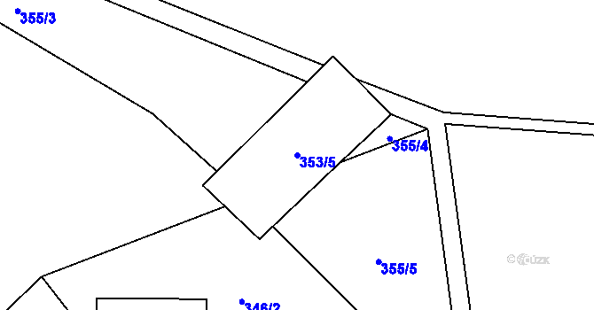 Parcela st. 353/5 v KÚ Levín u Litoměřic, Katastrální mapa