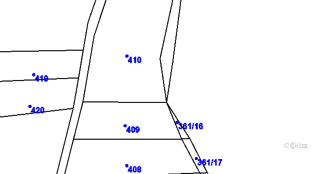Parcela st. 361/15 v KÚ Levín u Litoměřic, Katastrální mapa