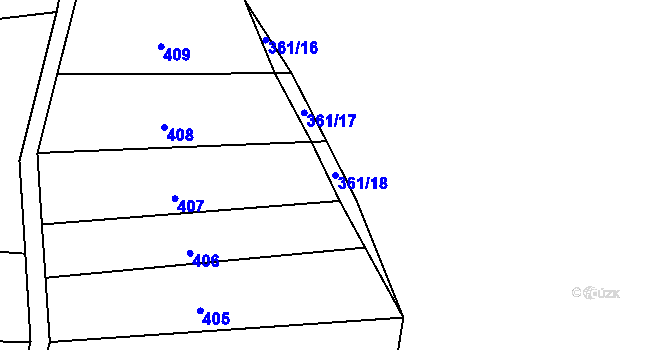 Parcela st. 361/18 v KÚ Levín u Litoměřic, Katastrální mapa