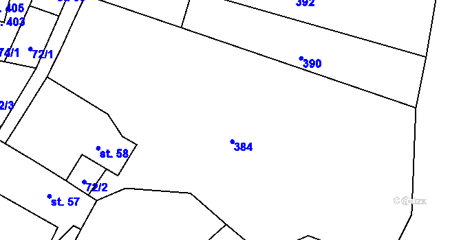 Parcela st. 387/1 v KÚ Levín u Litoměřic, Katastrální mapa