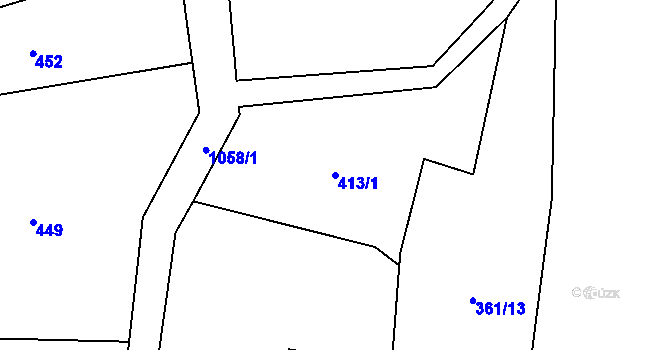 Parcela st. 413/1 v KÚ Levín u Litoměřic, Katastrální mapa